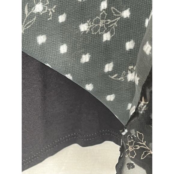 Lauren Conrad dark floral sheer overlaid top size L, EUC - Picture 7 of 13